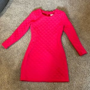 Quilted pink long sleeve mini dress